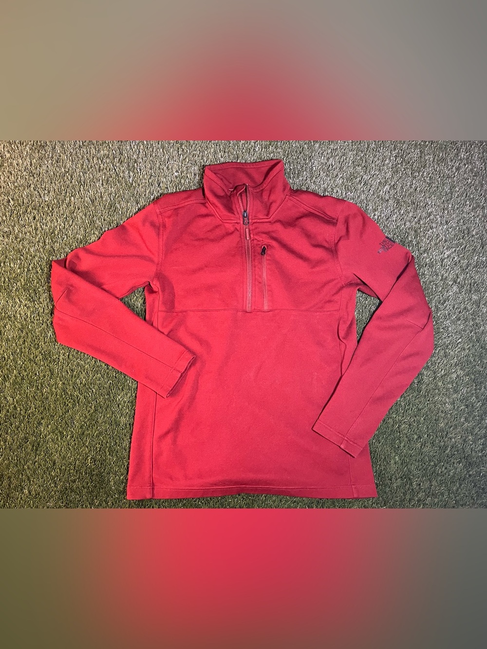 Men's Small North Face Red Quarter-Zip Fleece Pullover